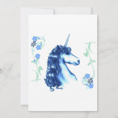 Blue Unicorn Birthday Party Invitation Kaart (Achterkant)