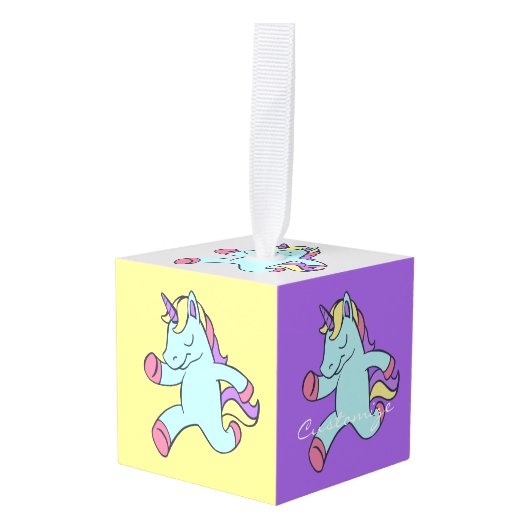 Blue Unicorn die Thunder_Cove runt Decoratie (Voorkant hoekig)