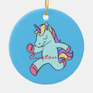 Blue Unicorn die Thunder_Cove runt Keramisch Ornament