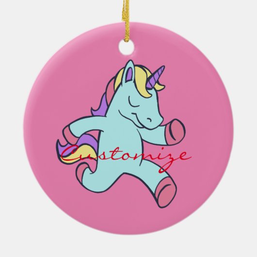 Blue Unicorn die Thunder_Cove runt Keramisch Ornament (Achterkant)