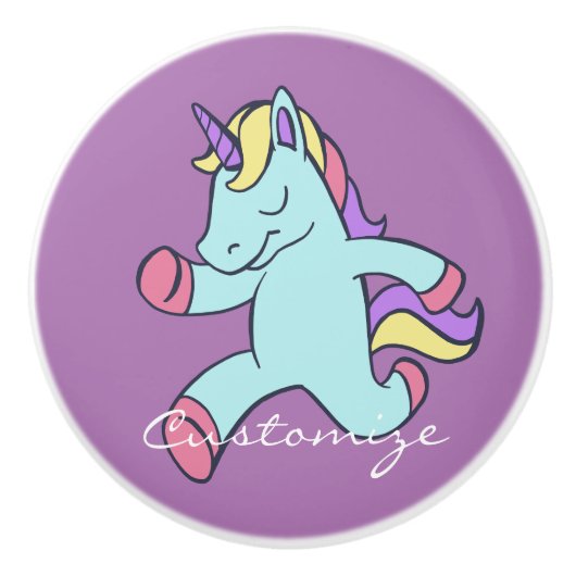 Blue Unicorn die Thunder_Cove runt Keramische Knop (Voorkant)