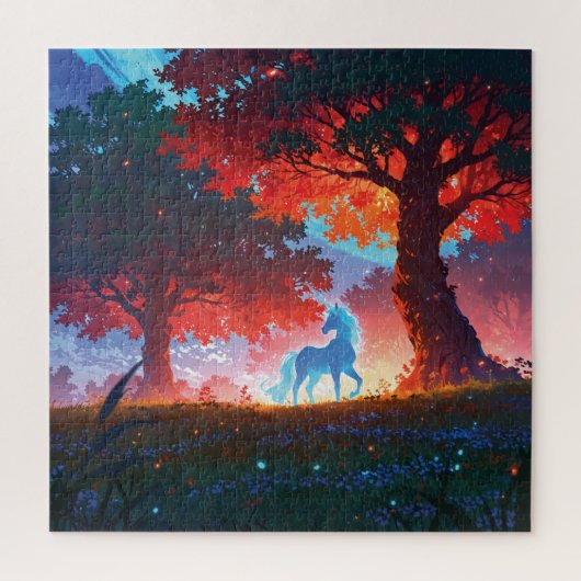 Blue unicorn in the forest legpuzzel (Verticaal)