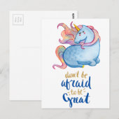 Blue Unicorn Inspirerend Quote Briefkaart (Voorkant / Achterkant)