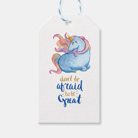 Blue Unicorn Inspirerend Quote Cadeaulabel (Voorkant)