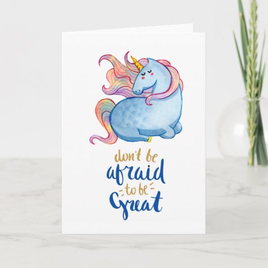 Blue Unicorn Inspirerend Quote Kaart (Voorkant)