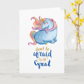 Blue Unicorn Inspirerend Quote Kaart (Gele Bloem)