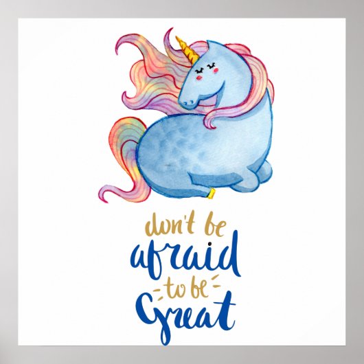 Blue Unicorn Inspirerend Quote Poster (Voorkant)