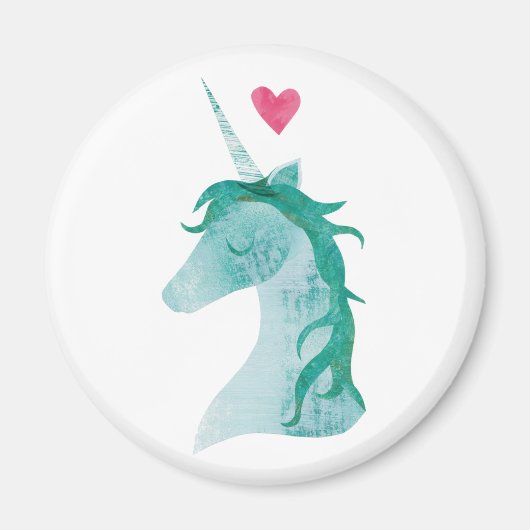 Blue Unicorn Magic with Heart Magneet (Voorkant)