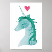 Blue Unicorn Magic with Heart Poster (Voorkant)