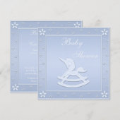 Blue Unicorn Rocking Horse Baby Boy Shower Kaart (Voorkant / Achterkant)