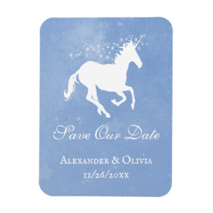 Blue Unicorn Save the Date Magnet Magneet