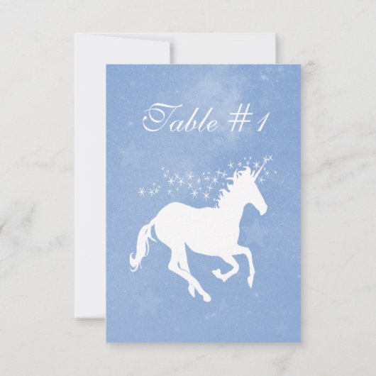 Blue Unicorn Weddenschappen Reception Table Card Kaart (Achterkant)