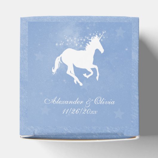 Blue Unicorn Wedding Favor Box Bedankdoosjes (Bovenkant)