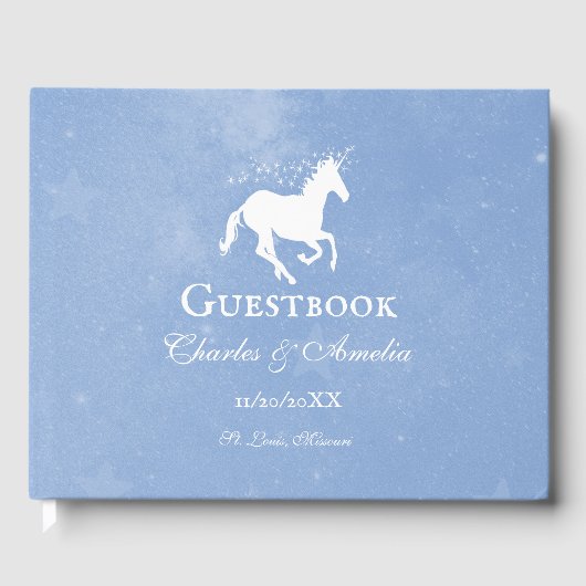 Blue Unicorn Wedding Guestbook Gastenboek (Voorkant)