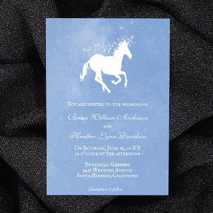 Blue Unicorn Wedding Invitation Kaart