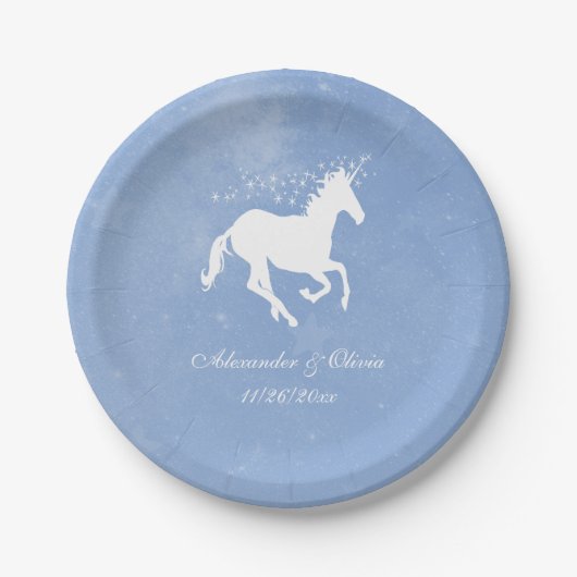 Blue Unicorn Wedding Paper Bord (Voorkant)