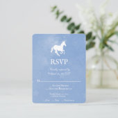 Blue Unicorn Wedding RSVP Kaart (Staand voorkant)