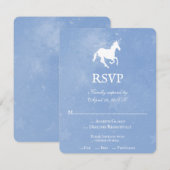 Blue Unicorn Wedding RSVP Kaart (Voorkant / Achterkant)