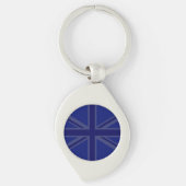 Blue Union Jack British Flag Design Sleutelhanger (Voorkant)