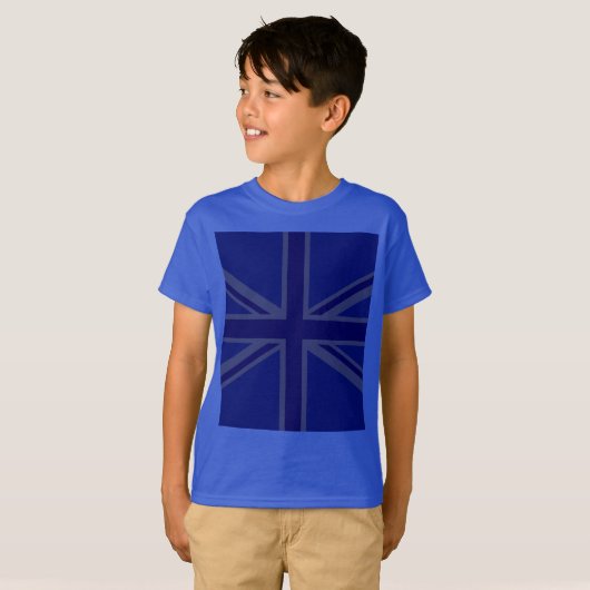 Blue Union Jack British Flag Design T-shirt (Voorkant volledig)