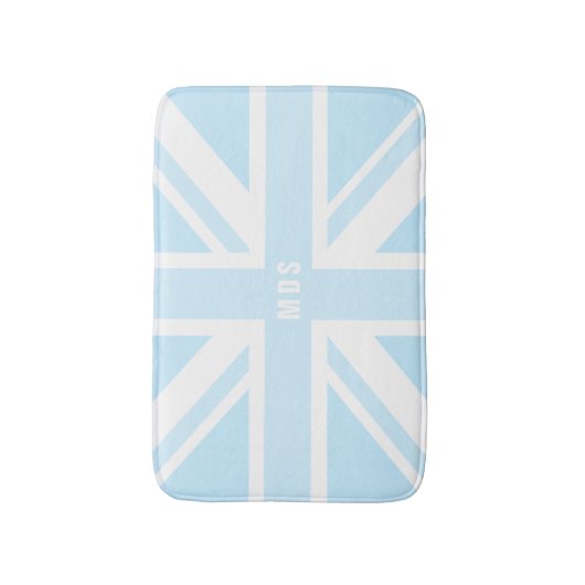 Blue Union Jack UK vlag Modern Monogram badmat (Voorkant Verticaal)