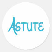 Blue unique Hand Lettered Vocabulary Astute Ronde Sticker (Voorkant)