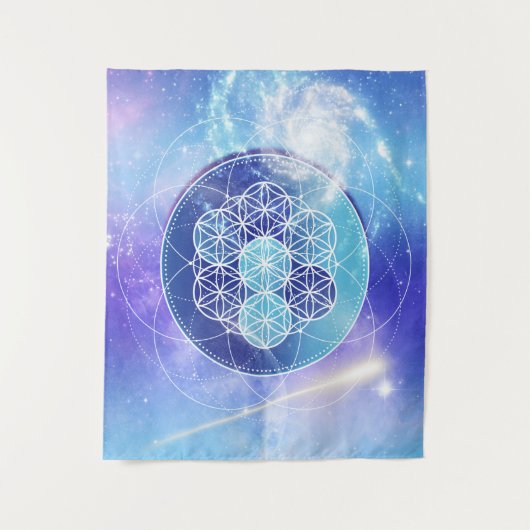 Blue Universe Sacred Geometry Wandkleed (Voorkant)
