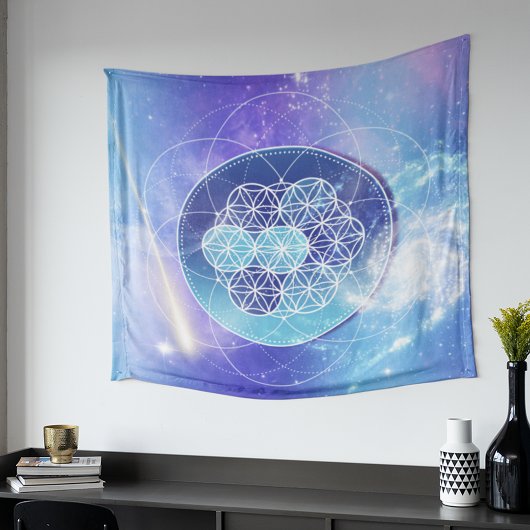 Blue Universe Sacred Geometry Wandkleed