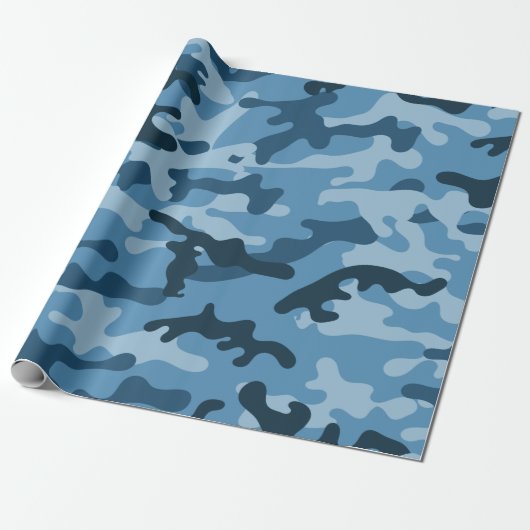 "BLUE URBAN CAMO" CADEAUPAPIER (Uitgerold)