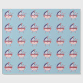Blue USA Patriotic Baby Carriage Wrappapier Cadeaupapier (Vlak)