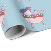 Blue USA Patriotic Baby Carriage Wrappapier Cadeaupapier (Rol Hoek)