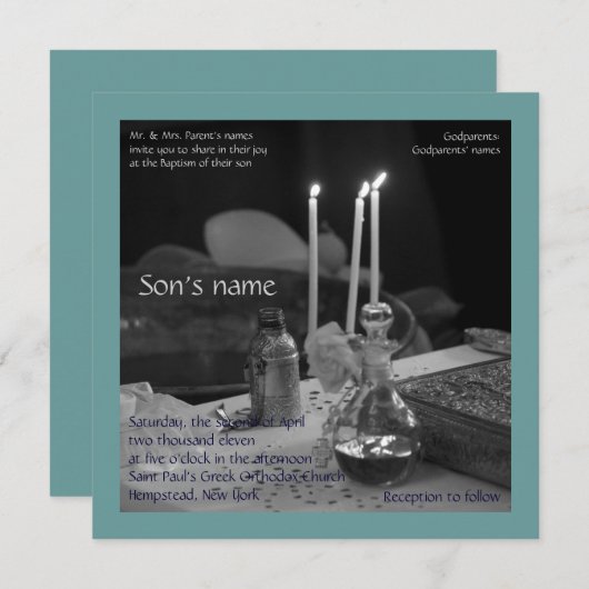 Blue Vaftisi Kaart (Voorkant / Achterkant)