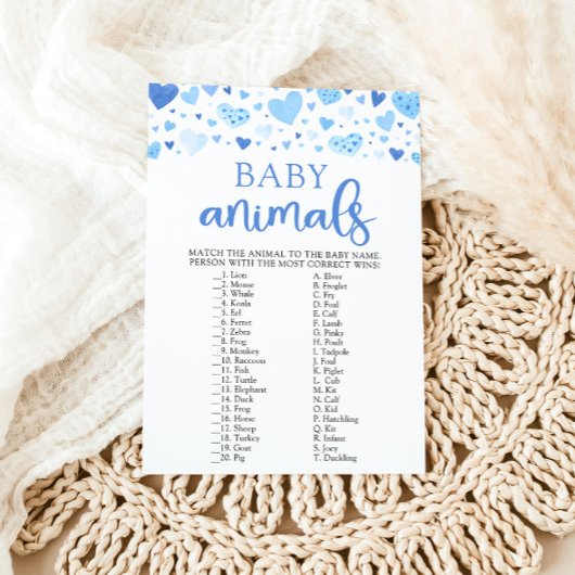 Blue Valentijn Baby shower Baby Dieren Spel Kaart