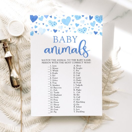 Blue Valentijn Baby shower Baby Dieren Spel Kaart