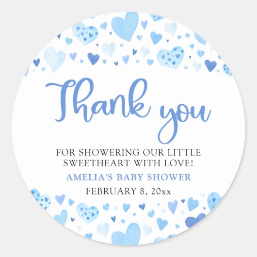 Blue Valentijn Boy Little Sweetheart Baby shower Ronde Sticker (Voorkant)