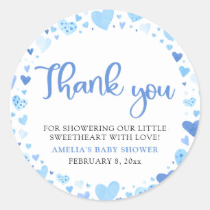 Blue Valentijn Boy Little Sweetheart Baby shower Ronde Sticker