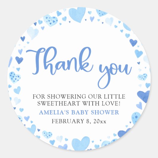 Blue Valentijn Boy Little Sweetheart Baby shower Ronde Sticker (Voorkant)