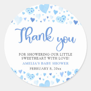 Blue Valentijn Boy Little Sweetheart Baby shower Ronde Sticker