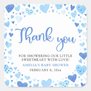 Blue Valentijn Boy Little Sweetheart Baby shower Vierkante Sticker