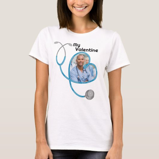 BLUE VALENTIJN HEART STETHOSCOPE T-SHIRT (Voorkant)