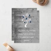 Blue Valentijn Hearts Tree Flat Note Kaart Notitiekaartje (Voorkant / Achterkant in situ)