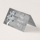 Blue Valentijn Hearts Tree Folded Kaart (Voorkant)