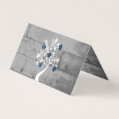 Blue Valentijn Hearts Tree Folded Kaart (Achterkant)