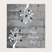 Blue Valentijn Hearts Tree Folded Kaart (Buitenkant ongevouwen)