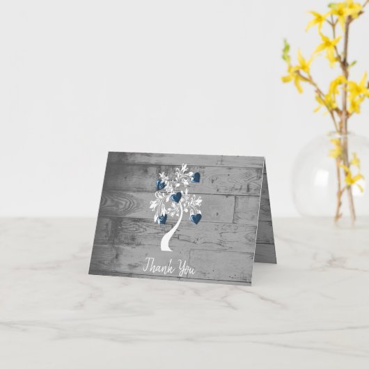 Blue Valentijn Hearts Tree - Hartelijk dank Kaart (Gele Bloem)