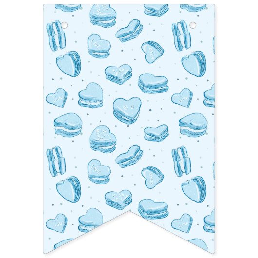 Blue Valentijn Hearts Verjaardagsfeestdecor Vlaggetjes (Eerste vlag)