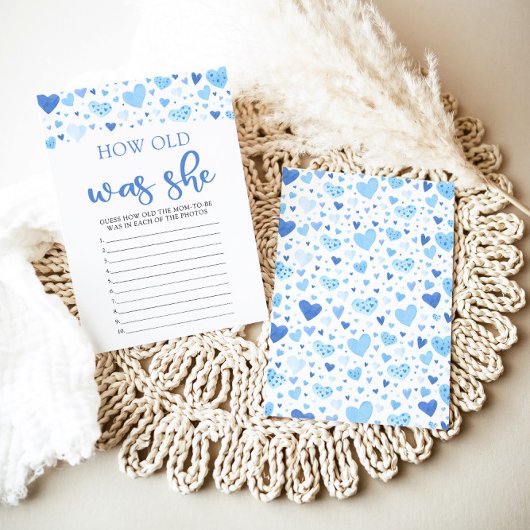 Blue Valentijn Hoe oud was ze Baby shower spel Kaart