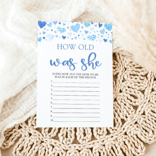 Blue Valentijn Hoe oud was ze Baby shower spel Kaart