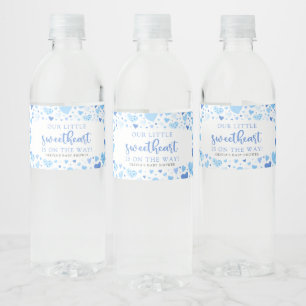 Blue Valentijn Little Sweetheart Baby shower Waterfles Etiket