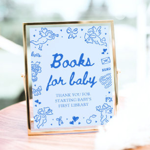 Blue Valentine Baby Shower Boeken voor Baby Spel Poster
